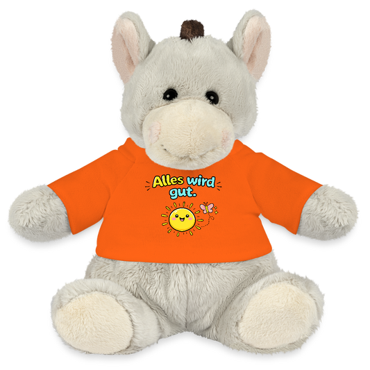 Kuscheltier: Esel - Alles wird gut. - Goldorange