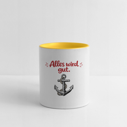 Tasse: Alles wird gut. Anker2 - Weiß/Gelb