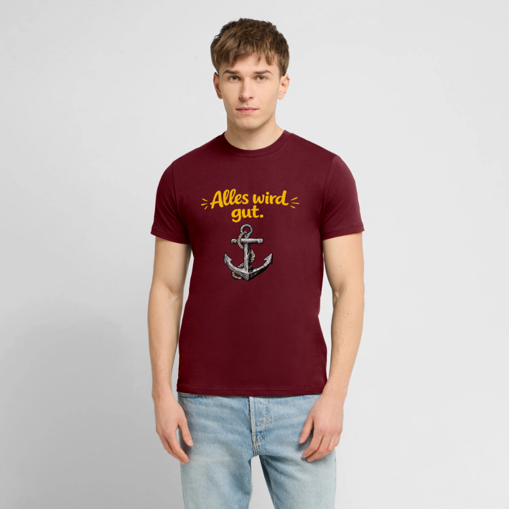 T-Shirt: Alles wird gut. Anker - Burgunderrot